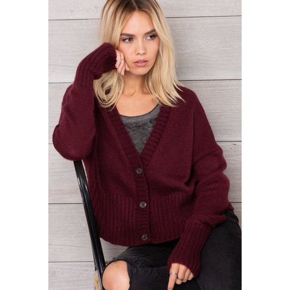 WOODEN SHIPS Beige 3 Button Cropped Cardigan Sweater sz S/M Women's Jumper - Picture 13 of 14